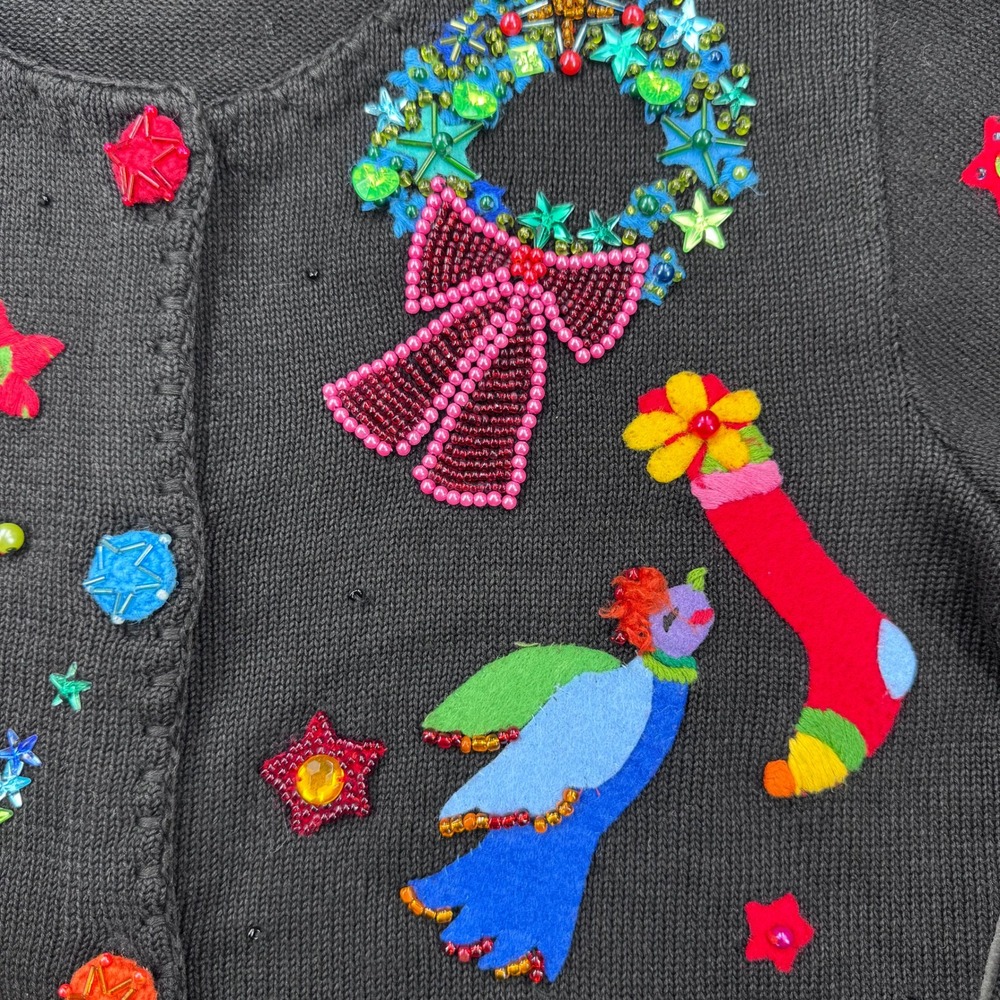 Vintage 90s Michael Simon Christmas "Holiday Whimsy" Cardigan Sweater Sz S *READ - Picture 4 of 14